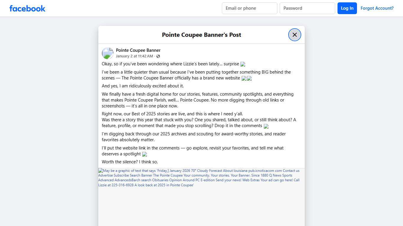 Okay, so if you’ve been wondering... - Pointe Coupee Banner Facebook