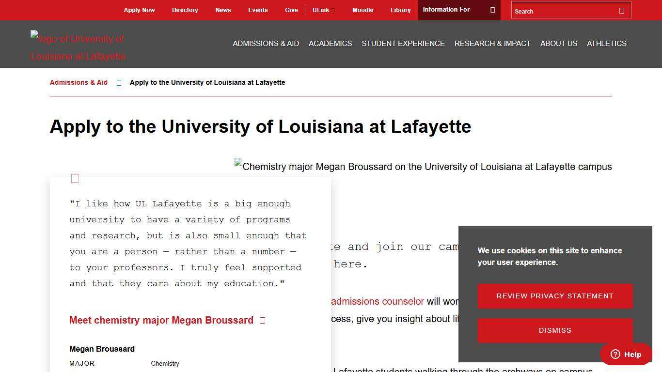 Apply for Admission University of Louisiana at Lafayette