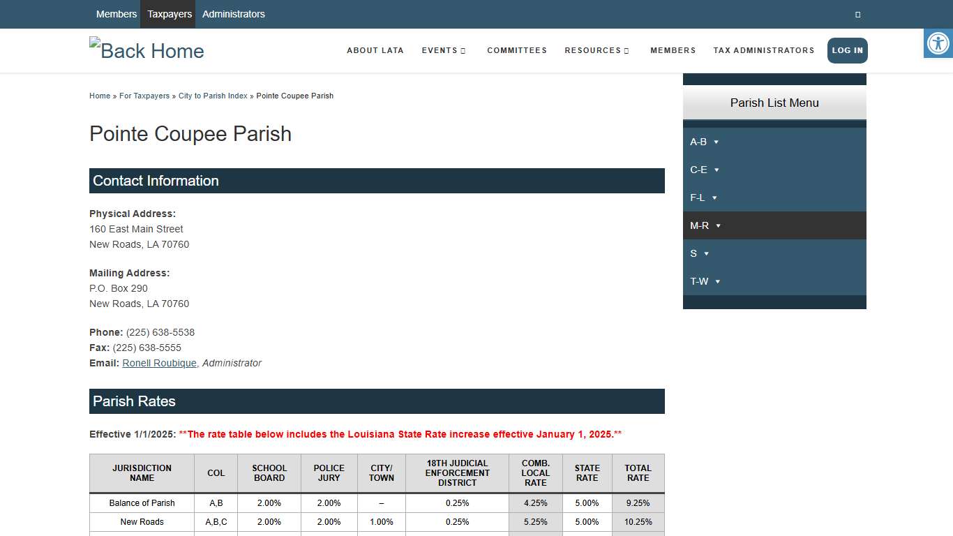 Pointe Coupee Parish – LATA